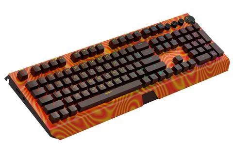 Realistic computer keyboard with seamless wavy pattern isolated on white イラスト素材