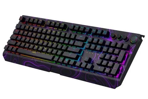 Realistic computer keyboard with seamless wavy pattern isolated on white Stock Illustration
