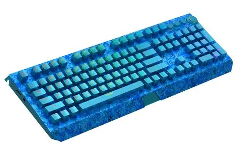 Realistic computer keyboard with seamless wavy pattern isolated on white Stock Illustration