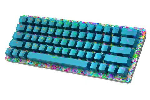 Realistic computer keyboard with seamless wavy pattern isolated on white Illustrazione stock