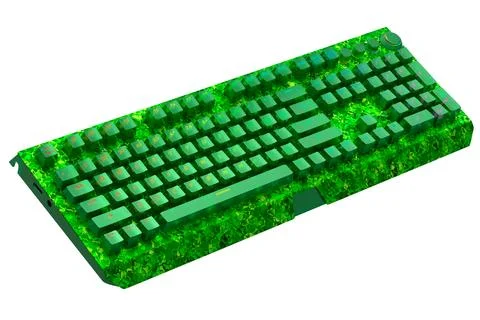 Realistic computer keyboard with seamless wavy pattern isolated on white 스톡 일러스트