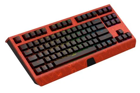 Realistic computer keyboard with seamless wavy pattern isolated on white Illustrazione stock