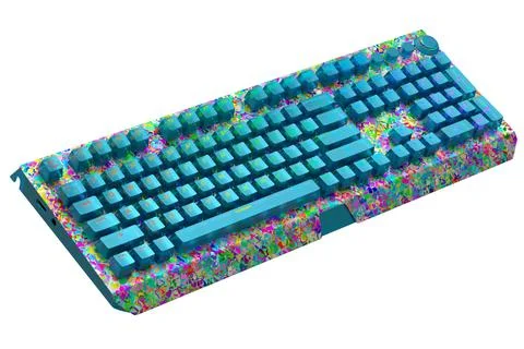 Realistic computer keyboard with seamless wavy pattern isolated on white イラスト素材