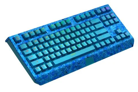 Realistic computer keyboard with seamless wavy pattern isolated on white Stock Illustration