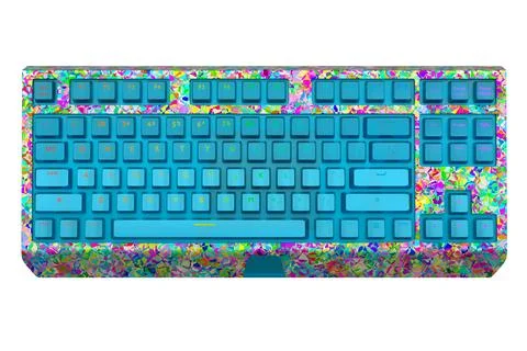Realistic computer keyboard with seamless wavy pattern isolated on white Stock Illustration