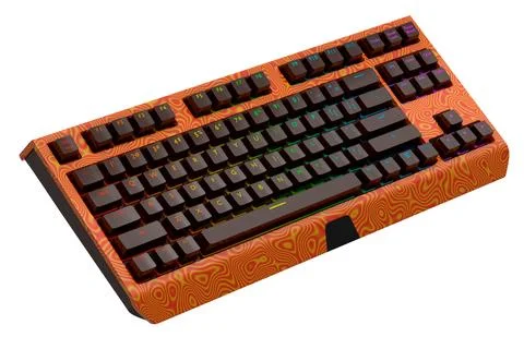 Realistic computer keyboard with seamless wavy pattern isolated on white Stock Illustration