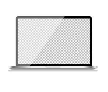 Realistic Computer Laptop with Transparent Wallpaper on Screen Isolated on Wh Stock Illustration