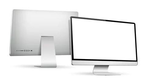 Realistic computer screen front and back view Stock Illustration
