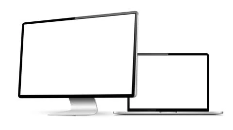 Realistic computer screen with laptop mockup Illustrazione stock