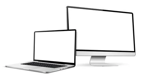 Realistic computer screen with laptop mockup Illustrazione stock