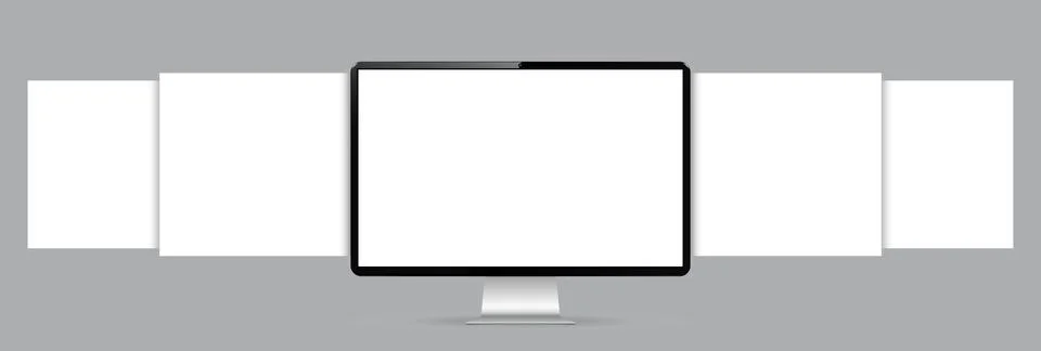Realistic computer screen mockup with blank wireframing pages. Concept for .. Stock Illustration