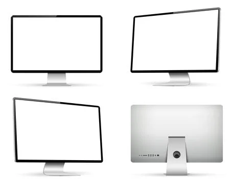 Realistic computer screen mockup. Computer display on four sides with blank s Stock Illustration