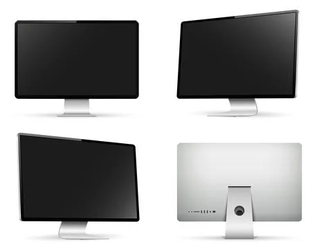 Realistic computer screen mockup. Computer display on four sides with blank.. Stock Illustration