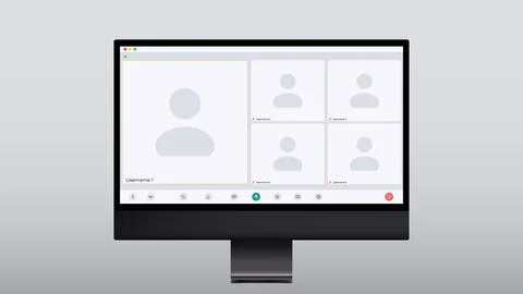 Realistic computer video for site design. Template mockup. Stock Illustration