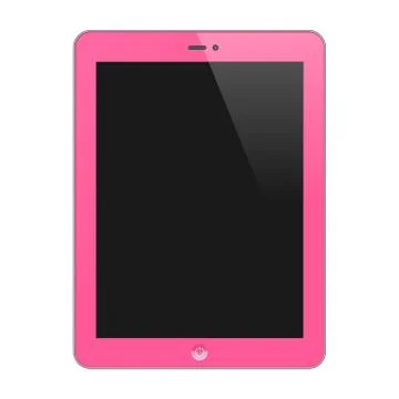 Realistic Concept Of Tablet PC With Blank Screen. Vertical, Pink Stock Illustration