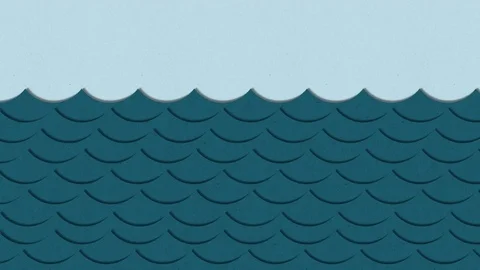 Realistic conceptual 3D dark blue paper texture waves with bright sky loop Stock Footage 83924670