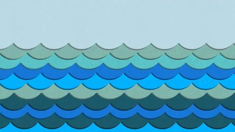 Realistic conceptual colorful paper texture waves with bright sky loop Stock Footage 83924982