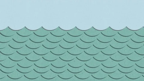 Realistic conceptual light blue paper texture waves with bright sky loop Stock Footage 83924749