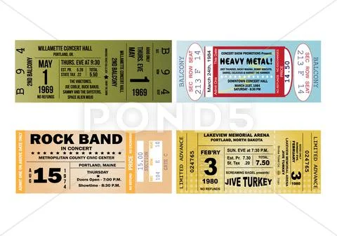 Realistic Concert Tickets Stock Illustration