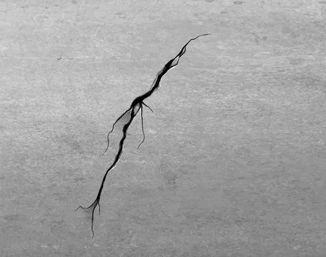 Realistic concrete wall crack, vector broken land or cracked ground, cleft Ilustración de archivo