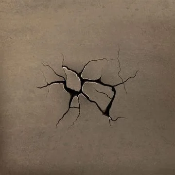 Realistic concrete wall crack, vector broken brown land or cracked ground Ilustración de archivo