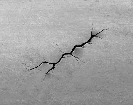 Realistic concrete wall crack, vector broken land or cracked ground texture Ilustración de archivo