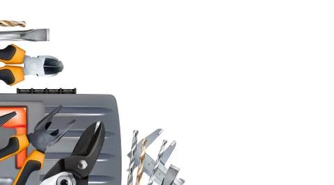 Realistic corner composition on the theme of assembler or locksmith skill. Stock Illustration