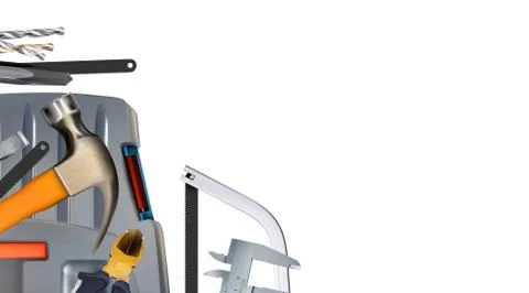 Realistic corner composition on the theme of assembler or locksmith skill. 库存插图
