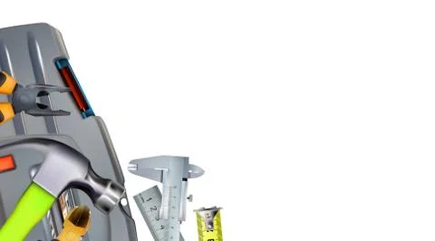 Realistic corner composition on the theme of assembler or locksmith skill. Stock Illustration