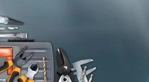 Realistic corner composition on the theme of assembler or locksmith skill. Stock Illustration