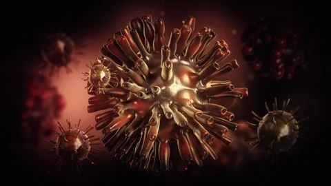 Realistic Corona virus 3D render in multiple colors, viruses rotating and moving Stock Footage 124701988