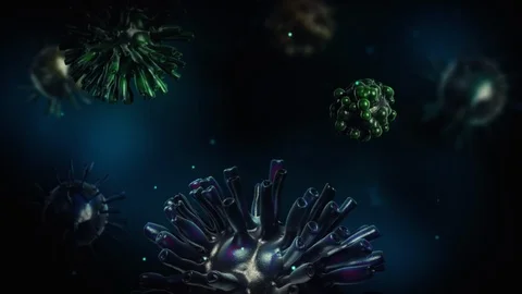Realistic Corona virus 3D render in multiple colors, viruses rotating and moving Stock Footage 124702049