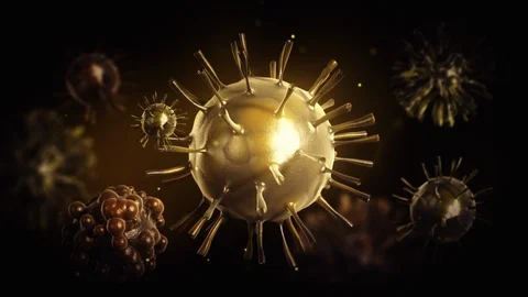 Realistic Corona virus 3D render in multiple colors, viruses rotating and moving Stock Footage 124702990