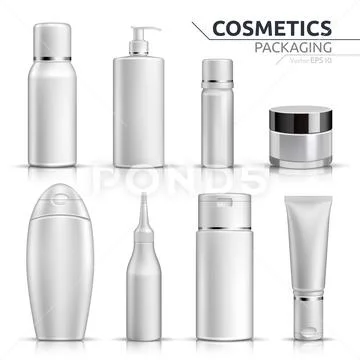 Realistic Cosmetic bottles mock up set Stock Illustration
