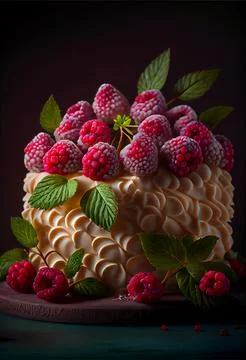 Realistic creative raspberry cake Stock Illustration