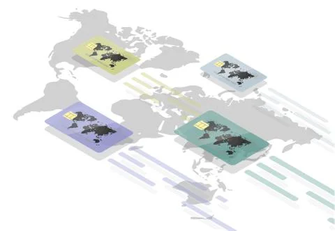 Realistic credit card on a background map. For modern websites and mobile app. Stock Illustration