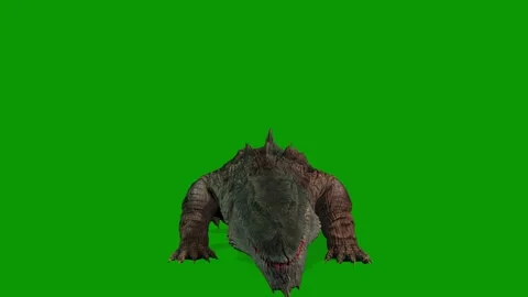Realistic Crocodile Attacking Scene Front Side 3D Animation on Green Screen Stock Footage 314542693