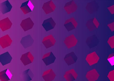 Realistic cubes on screen. Abstract gradient background. Geometric pattern de イラスト素材