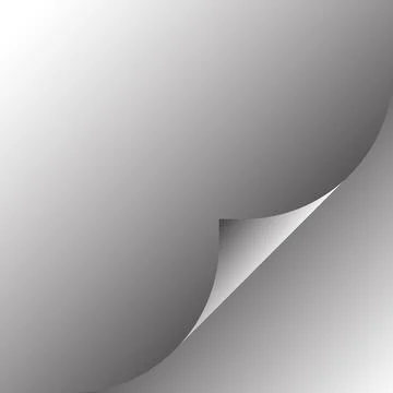 Realistic curled page corner on gradient background – vector paper fold design. Stock Illustration