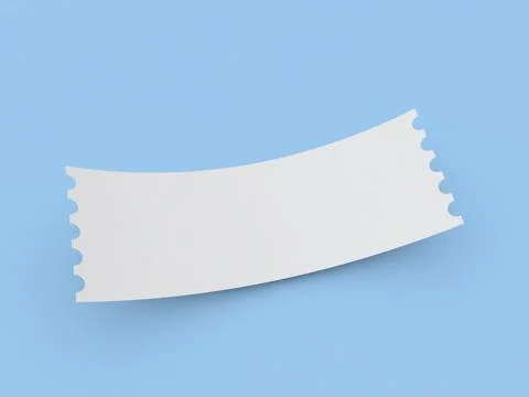 Realistic curved ticket voucher mockup on blue background. Stock Illustration