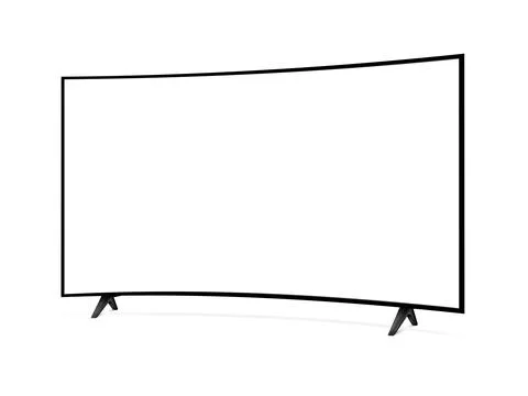 Realistic curved tv screen. Smart tv mockup. Stock Illustration