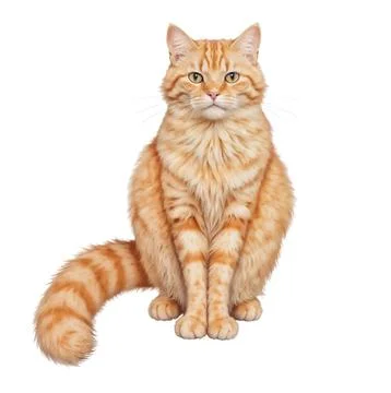 Realistic cute fluffy cat vector illustration isolated on white background Stock Illustration