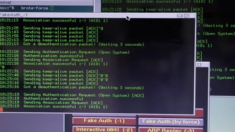 Realistic cybercrime computer server hacker tools set on PC screen cybersecurity Stock Footage 124645286