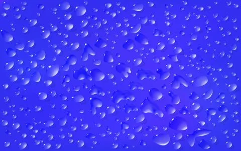 Realistic dark blue background, rectangular surface. Transparent droplets Stock Illustration