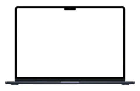 Realistic dark blue laptop empty screen frame overlay mockup. Mobile PC display Illustrazione stock