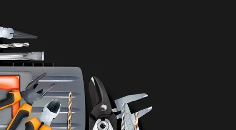 Realistic dark composition, corner on the theme of locksmith. Stock Illustration