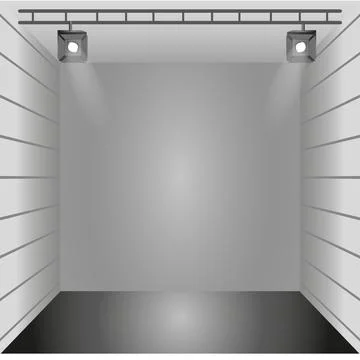 Realistic dark studio with spotlights lighting - Vector Stock Illustration