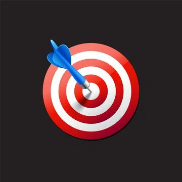 Realistic dart stuck in a dartboard vector illustration. Stock Illustration
