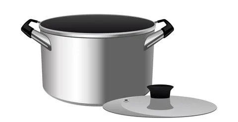 Realistic deep saucepan on a white background - Vector Illustrazione stock