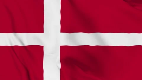 Realistic Denmark, danmark, danish, waving flag. Stock Footage 202592460